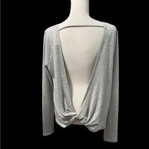 *NFS*NWT Forever 21 Lightweight Marbled Gray Open Back LongSleeveTopDanceYogaGym
